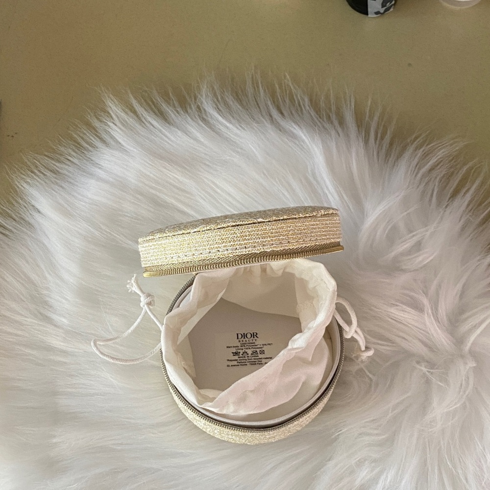 Dior jewelry/ makeup travel trousse pouch gold glitter new in box - Picture 7 of 8